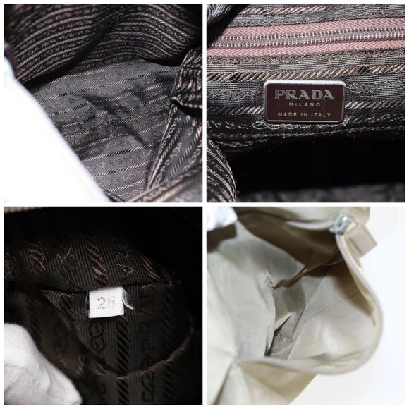 PRADA Tote Bag Nylon Beige Silver Auth bs17670 - Picture 15 of 16